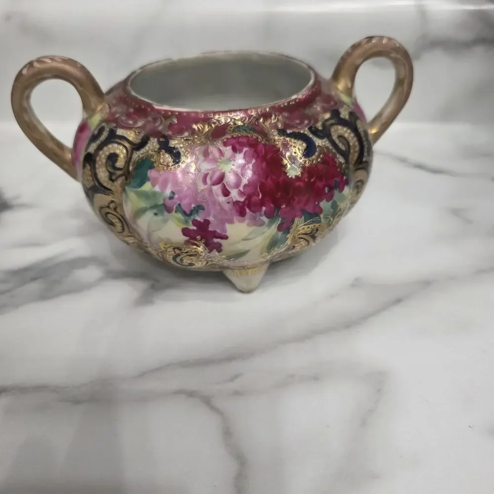 Antique Nippon Moriage Salt Cellar Early Noritake Morimura Brothers Hand Painted
